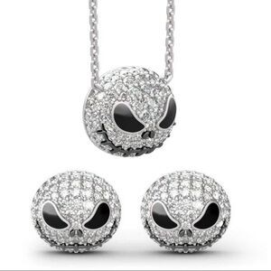 Silver and Black Skull Jewelry Set